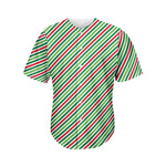 Merry Christmas Stripes Pattern Print Men's Baseball Jersey