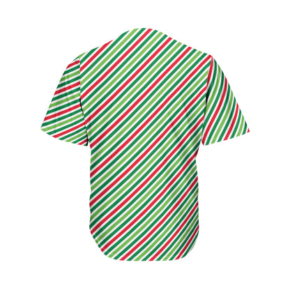 Merry Christmas Stripes Pattern Print Men's Baseball Jersey