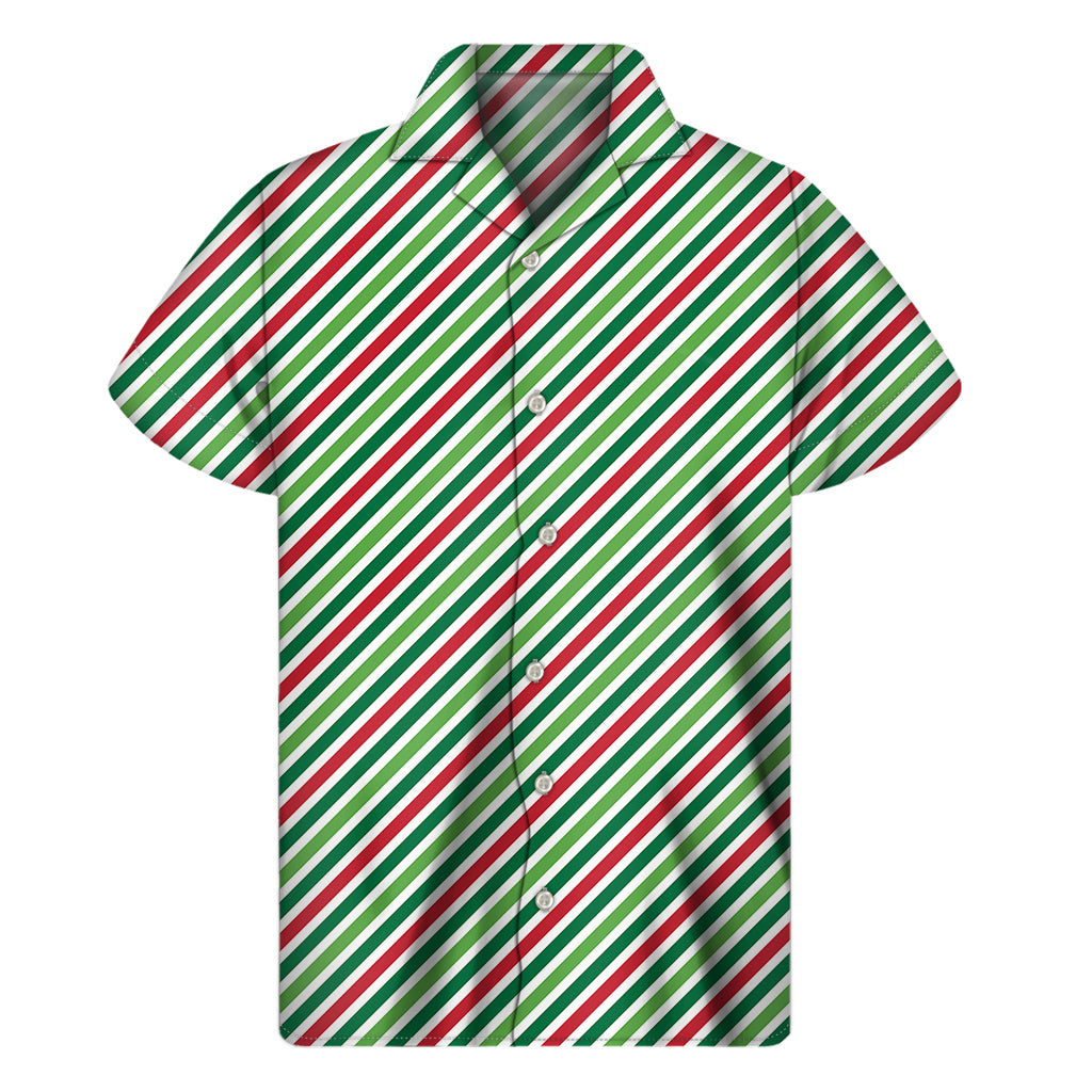 Merry Christmas Stripes Pattern Print Men's Short Sleeve Shirt