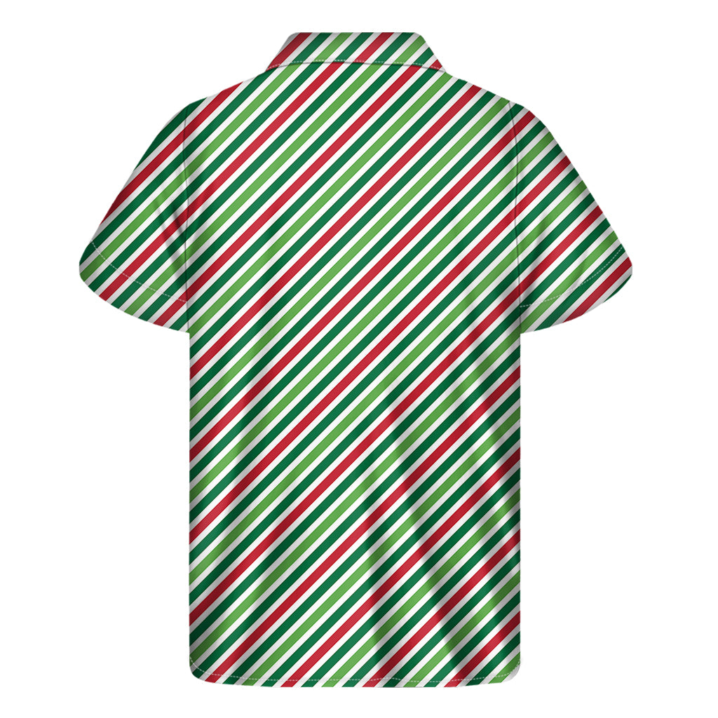 Merry Christmas Stripes Pattern Print Men's Short Sleeve Shirt