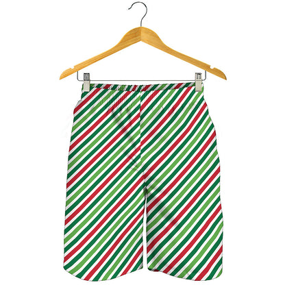 Merry Christmas Stripes Pattern Print Men's Shorts