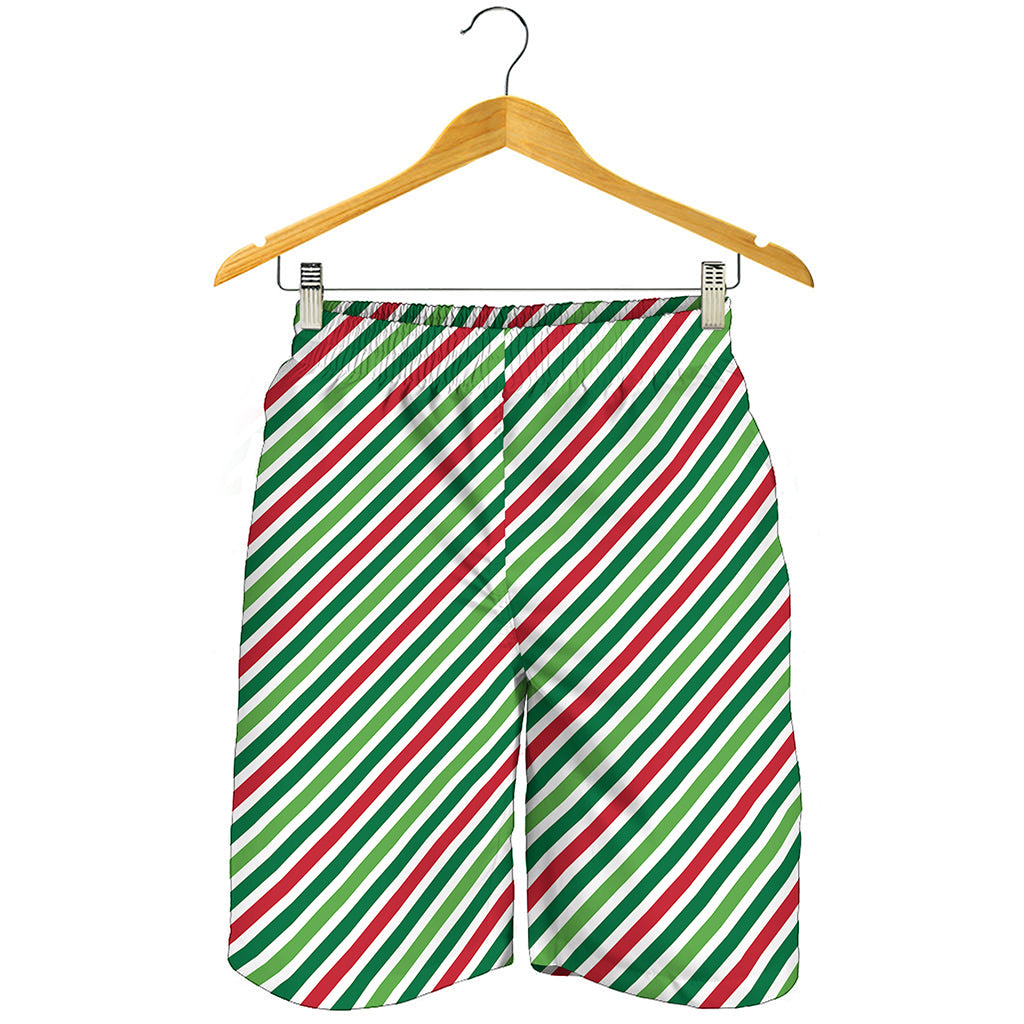 Merry Christmas Stripes Pattern Print Men's Shorts