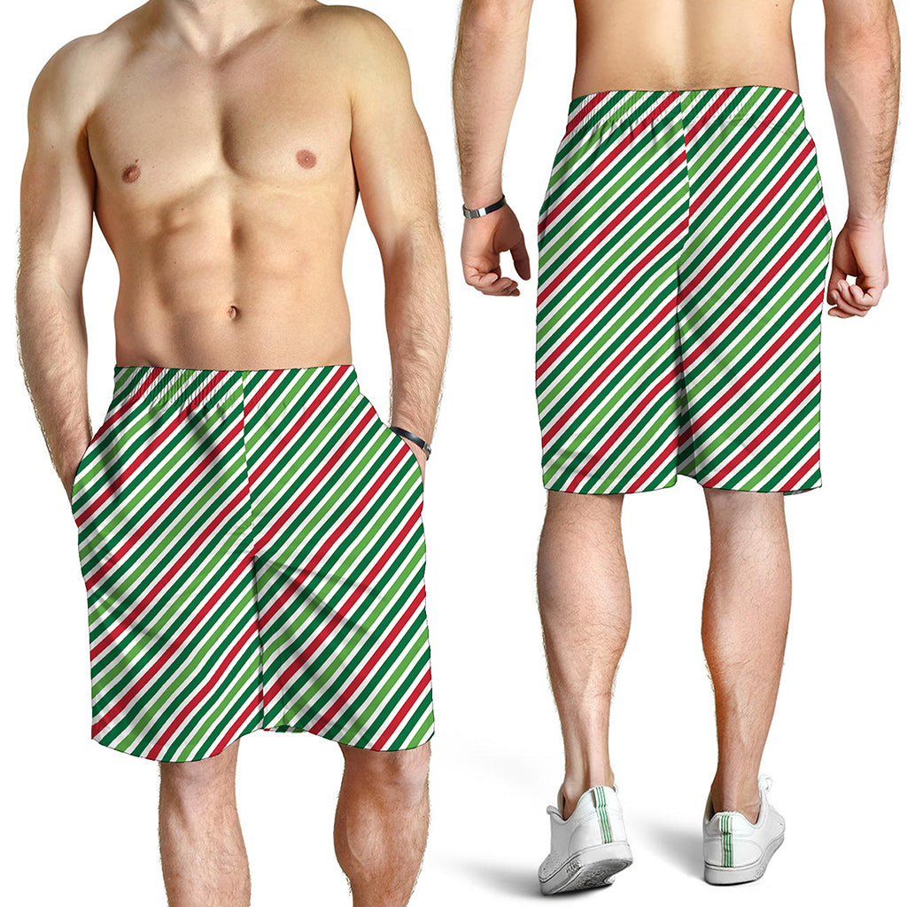 Merry Christmas Stripes Pattern Print Men's Shorts