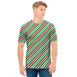 Merry Christmas Stripes Pattern Print Men's T-Shirt