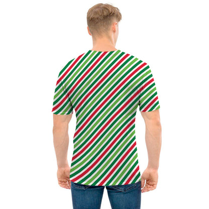 Merry Christmas Stripes Pattern Print Men's T-Shirt