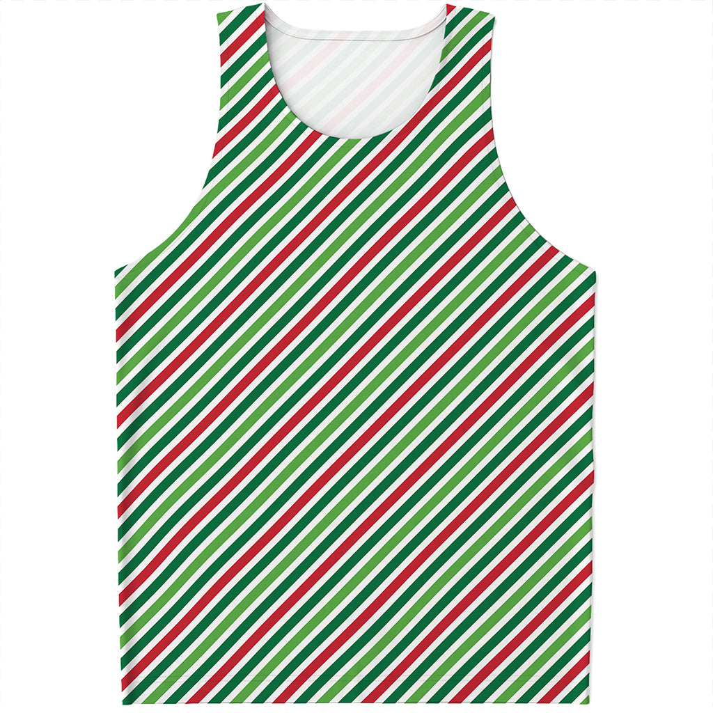 Merry Christmas Stripes Pattern Print Men's Tank Top