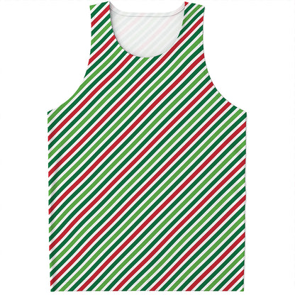 Merry Christmas Stripes Pattern Print Men's Tank Top