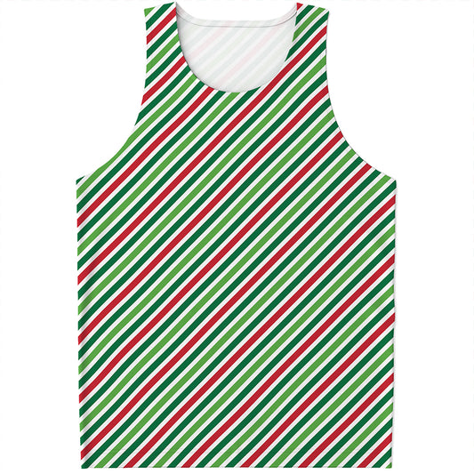 Merry Christmas Stripes Pattern Print Men's Tank Top