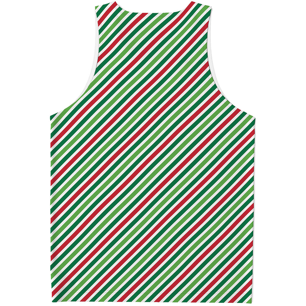 Merry Christmas Stripes Pattern Print Men's Tank Top