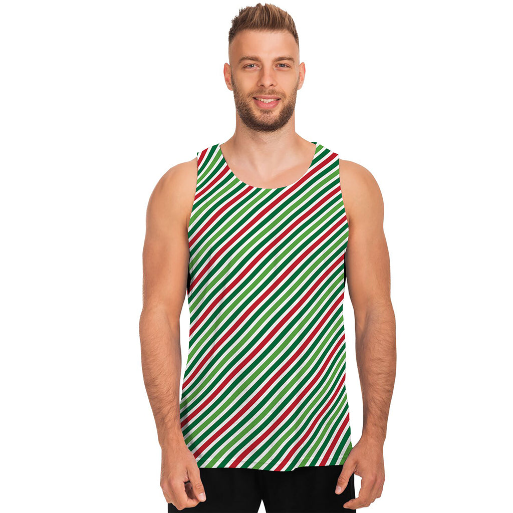 Merry Christmas Stripes Pattern Print Men's Tank Top