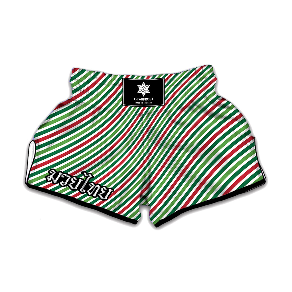 Merry Christmas Stripes Pattern Print Muay Thai Boxing Shorts