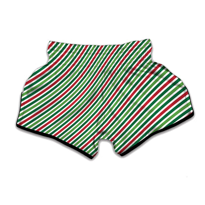 Merry Christmas Stripes Pattern Print Muay Thai Boxing Shorts