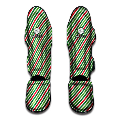 Merry Christmas Stripes Pattern Print Muay Thai Shin Guard