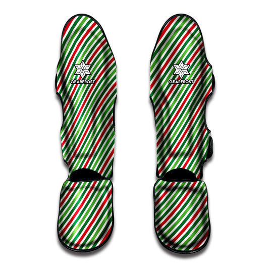 Merry Christmas Stripes Pattern Print Muay Thai Shin Guard