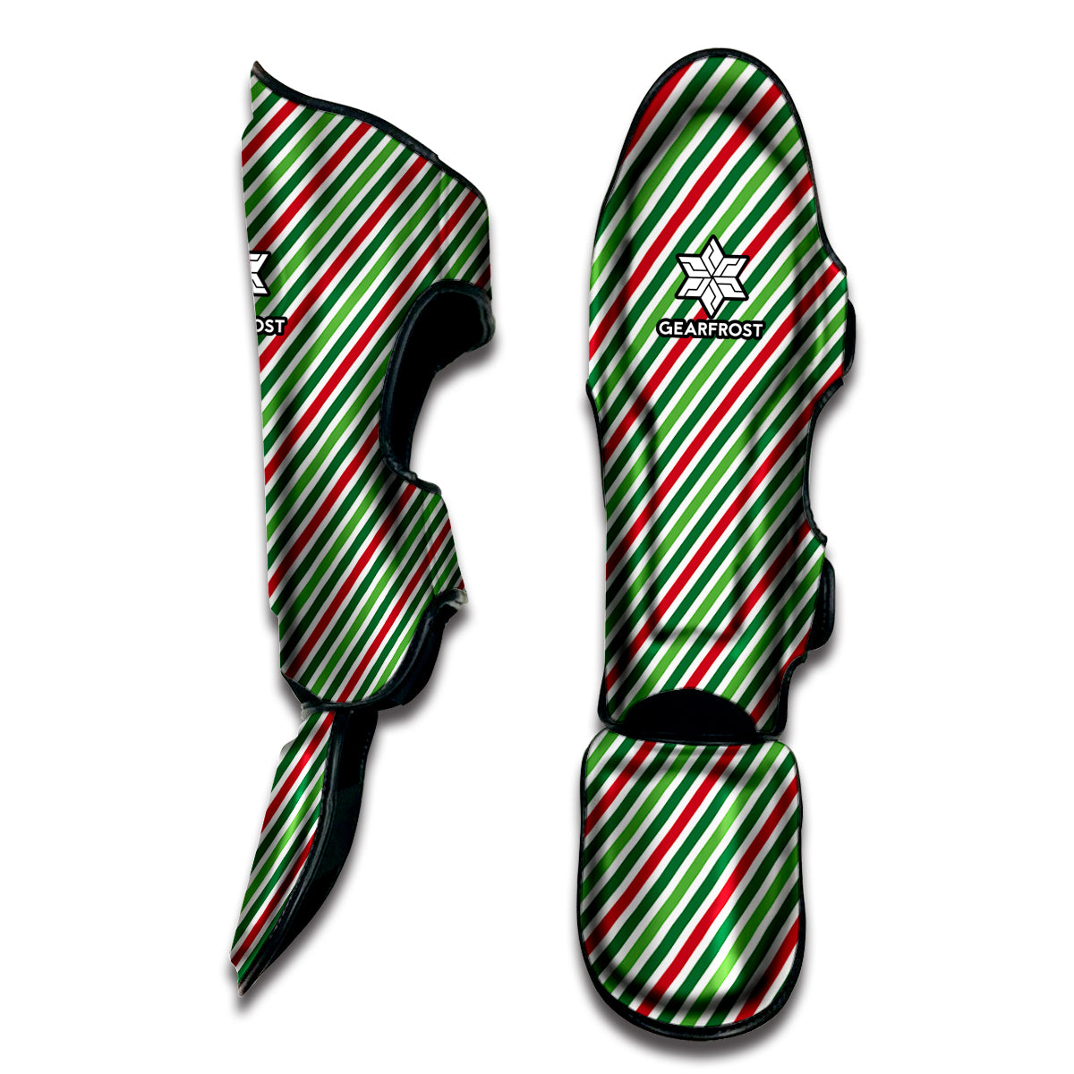 Merry Christmas Stripes Pattern Print Muay Thai Shin Guard