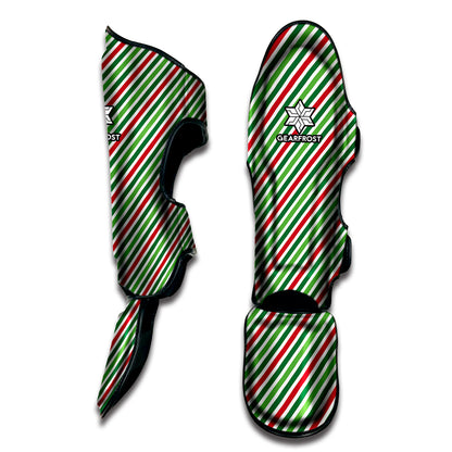 Merry Christmas Stripes Pattern Print Muay Thai Shin Guard
