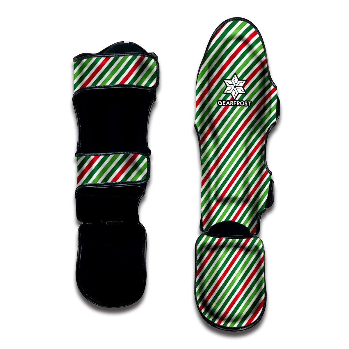 Merry Christmas Stripes Pattern Print Muay Thai Shin Guard