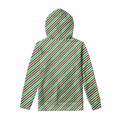 Merry Christmas Stripes Pattern Print Pullover Hoodie