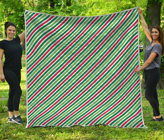 Merry Christmas Stripes Pattern Print Quilt