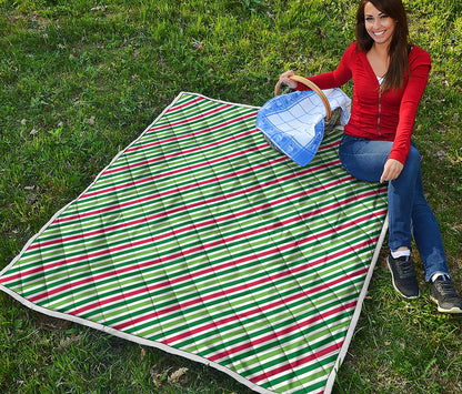 Merry Christmas Stripes Pattern Print Quilt