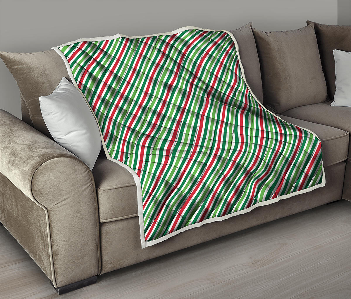 Merry Christmas Stripes Pattern Print Quilt