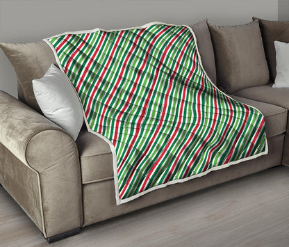 Merry Christmas Stripes Pattern Print Quilt