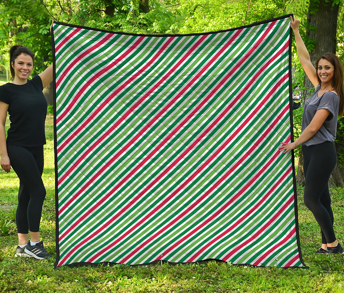 Merry Christmas Stripes Pattern Print Quilt