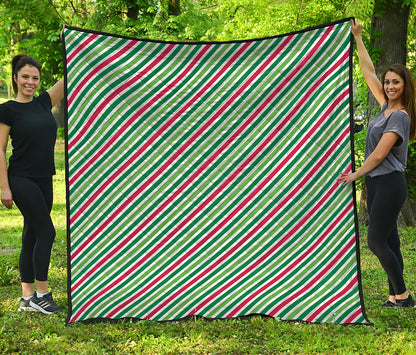 Merry Christmas Stripes Pattern Print Quilt