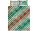Merry Christmas Stripes Pattern Print Quilt Bed Set