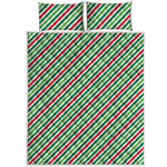 Merry Christmas Stripes Pattern Print Quilt Bed Set