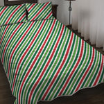 Merry Christmas Stripes Pattern Print Quilt Bed Set