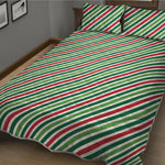 Merry Christmas Stripes Pattern Print Quilt Bed Set