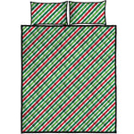 Merry Christmas Stripes Pattern Print Quilt Bed Set