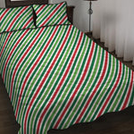 Merry Christmas Stripes Pattern Print Quilt Bed Set