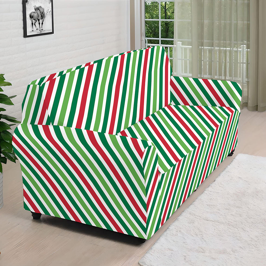 Merry Christmas Stripes Pattern Print Sofa Cover