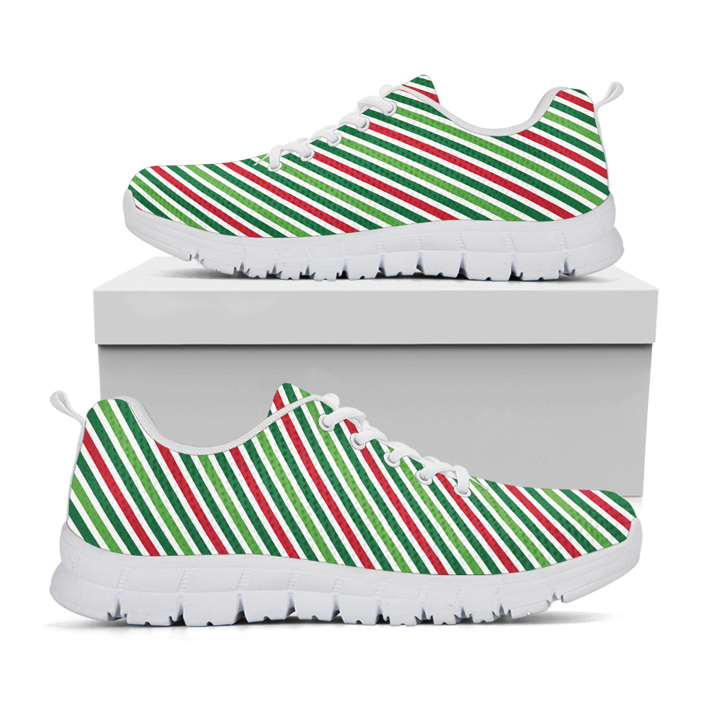 Merry Christmas Stripes Pattern Print White Sneakers