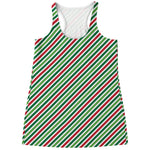 Merry Christmas Stripes Pattern Print Women's Racerback Tank Top