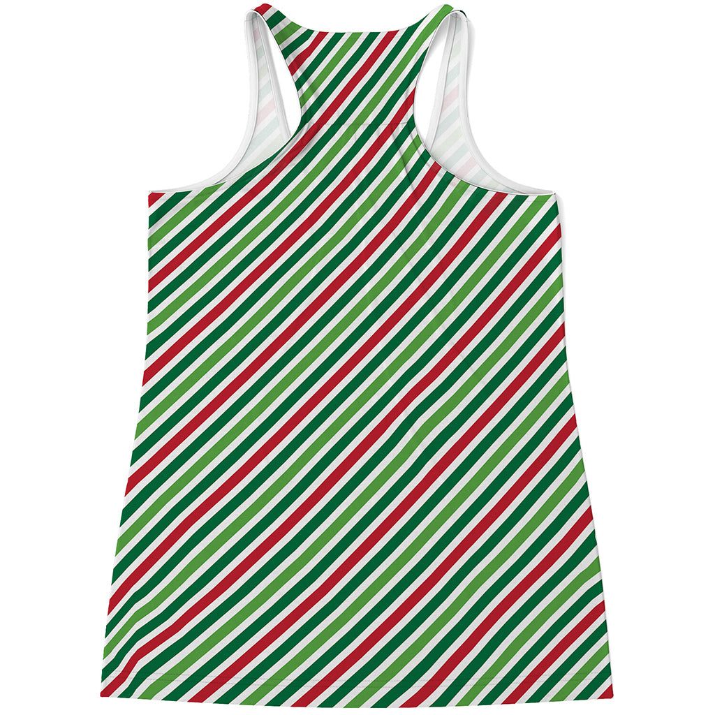 Merry Christmas Stripes Pattern Print Women's Racerback Tank Top