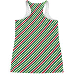 Merry Christmas Stripes Pattern Print Women's Racerback Tank Top