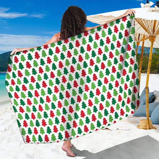 Merry Christmas Tree Pattern Print Beach Sarong Wrap
