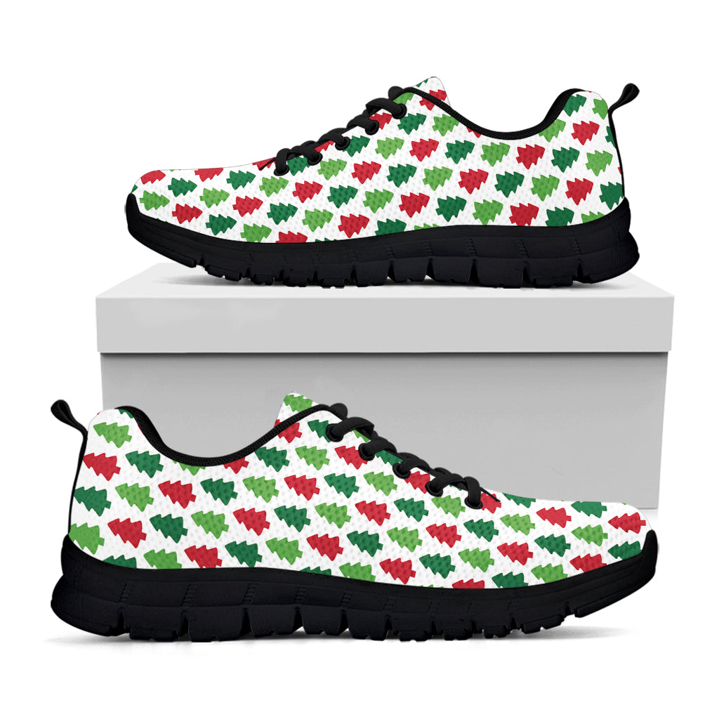 Merry Christmas Tree Pattern Print Black Sneakers