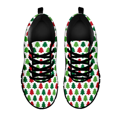 Merry Christmas Tree Pattern Print Black Sneakers