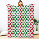 Merry Christmas Tree Pattern Print Blanket