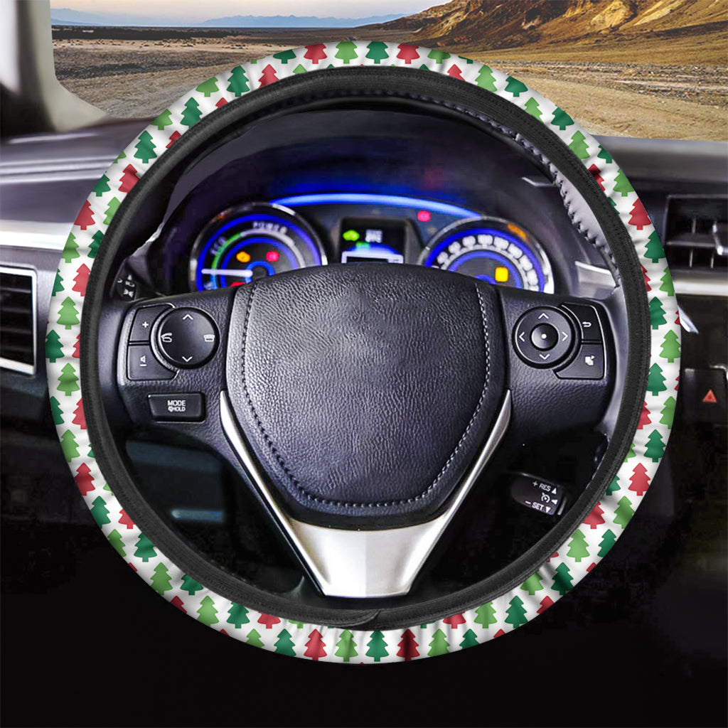 Merry Christmas Tree Pattern Print Car Steering Wheel Cover