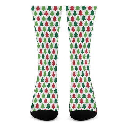 Merry Christmas Tree Pattern Print Crew Socks