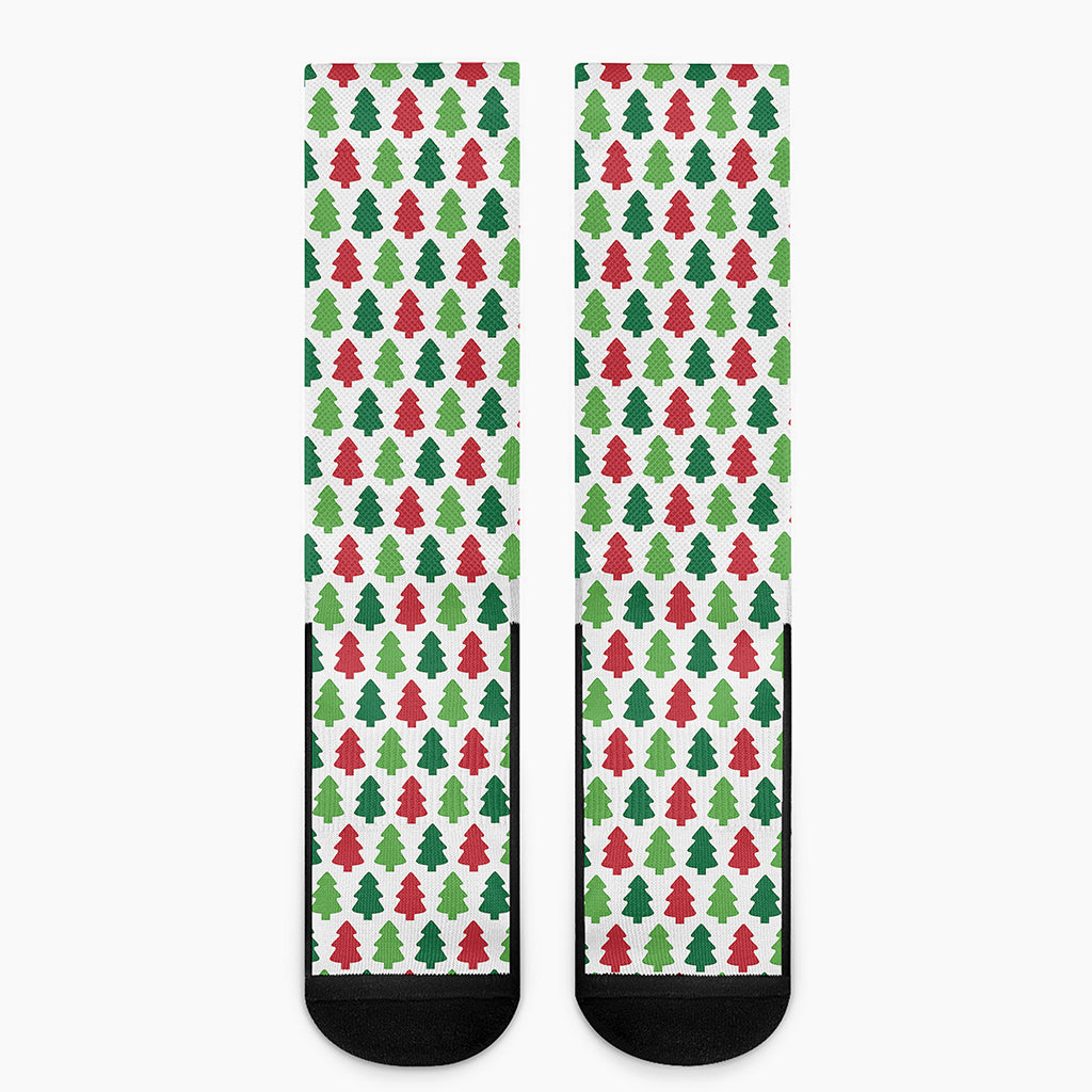 Merry Christmas Tree Pattern Print Crew Socks