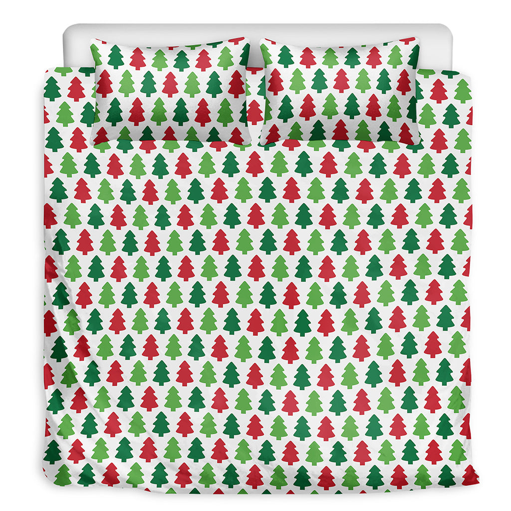 Merry Christmas Tree Pattern Print Duvet Cover Bedding Set