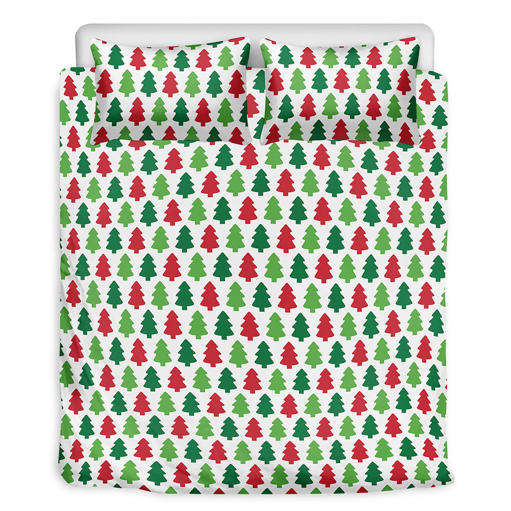 Merry Christmas Tree Pattern Print Duvet Cover Bedding Set