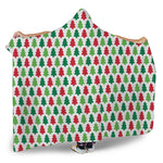 Merry Christmas Tree Pattern Print Hooded Blanket