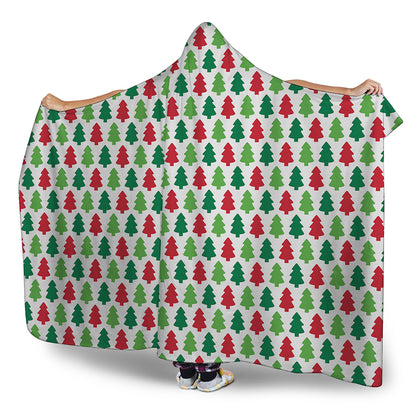 Merry Christmas Tree Pattern Print Hooded Blanket